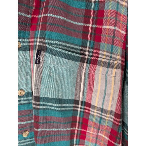 Izod Men's Large Button Down Collar Flannel Plaid Long Sleeve Shirt EUC - Picture 3 of 6